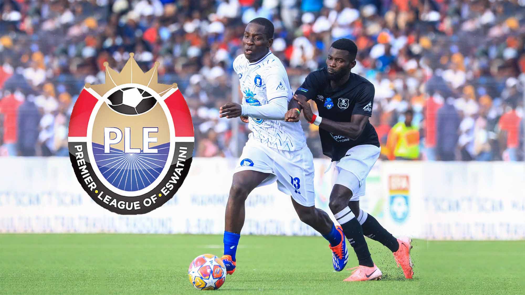 Royal Leopard midfielder Ayanda Kunene dashing away with the ball from Moneni Pirates' Richard Ofoso during the finals of the 2024/25 Ingwenyama Cup at Somhlolo National Stadium.